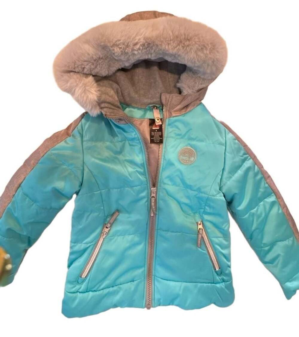 Gerry Puffer Jacket Size 5 Teal Blue Faux Fur Hood
